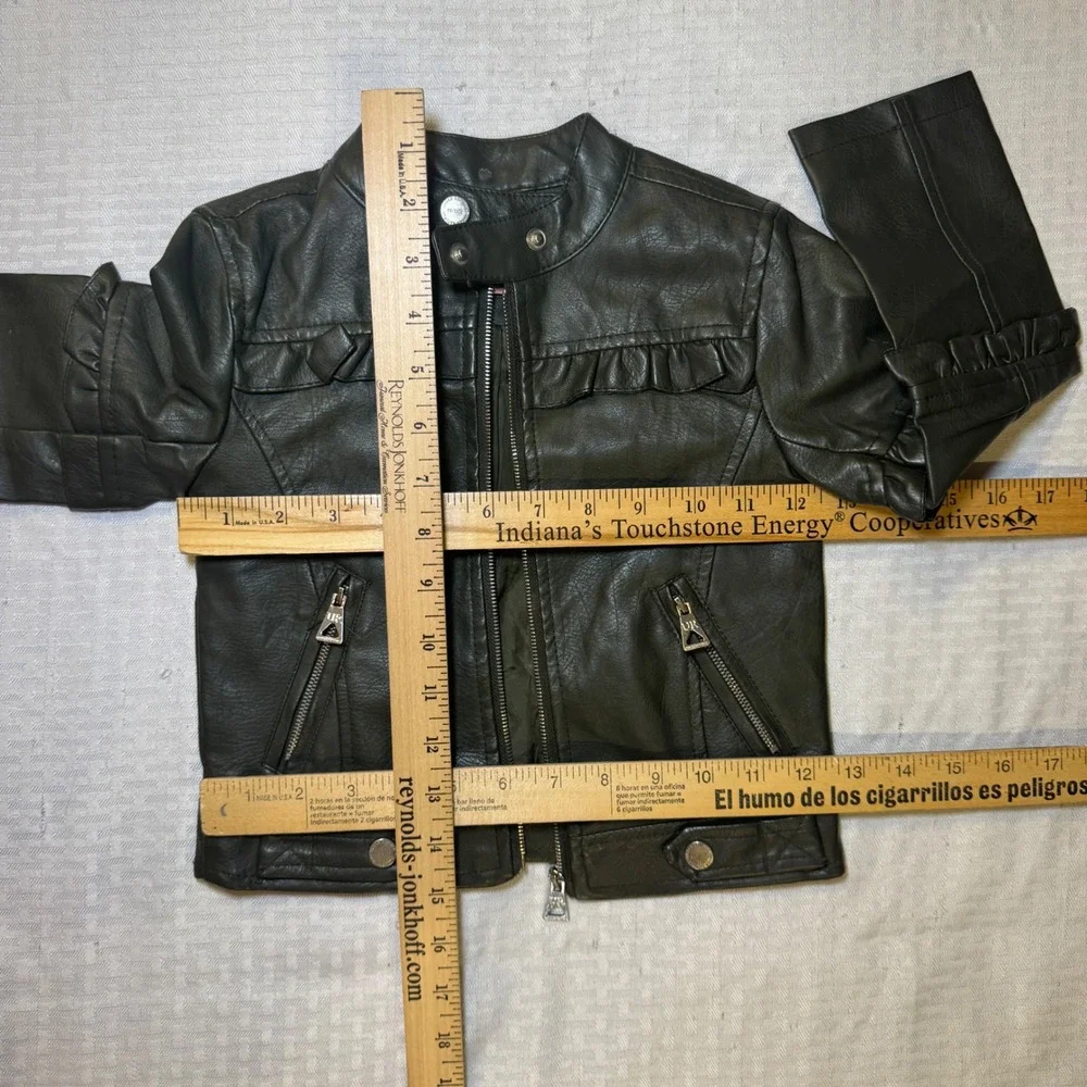 Urban Republic Girls Olive Green Faux Leather Ruffle Moto Jacket 4T 5906